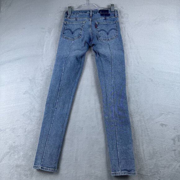 Levi's 711 Skinny Jeans Womens Size W24X30L Altered Low Rise Light Wash Blue - Picture 2 of 12